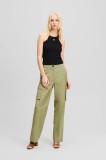 Karl Lagerfeld pantaloni femei, culoarea verde, drept, medium waist, A2W10028