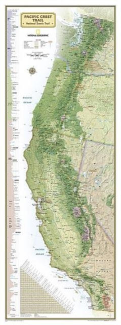 National Geographic: Pacific Crest Trail Wall Map in Gift Box Wall Map (18 X 48 Inches)