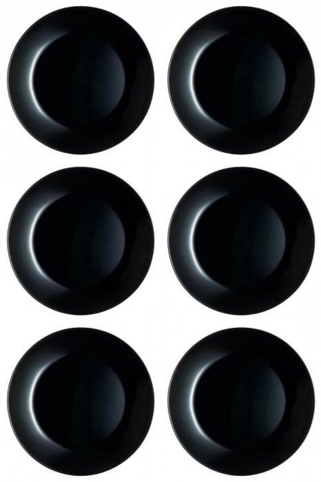 Set farfurii 6 piese pentru Fructe, Opal, Negre, diametru 18 cm