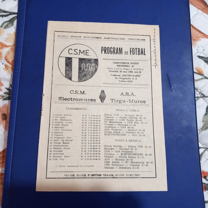 program CSM Electromures Tg. Mures - ASA TG. Mures