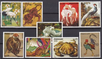 DB1 Paraguay Pictura Fauna 9 v. MNH foto