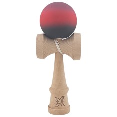 Kendama X Originala, Profesionala, Cyrax, din Lemn, Rubber Grip, 18 cm, Mov/Rosu/Negru