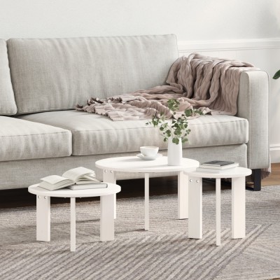 Set de măsuțe de cafea 3 pcs Alb 47.5 x 47.5 x 27 cm foto