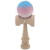 Kendama X Originala, Profesionala, Cyrax, din Lemn, Rubber Grip, 18 cm, Gradient Albastru/Roz/Alb