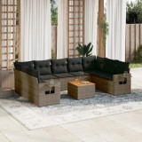 Gossi set mobilier de gradina cu perne, 10 piese, gri, poliratan