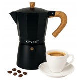 Aparat pentru cafea, espressor, aluminiu, 12 cesti 600 ml, efect negru/lemn, Kinghoff