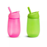 Set 2 cani Simple Clean Munchkin cu pai 296ml 12L+ greenpink