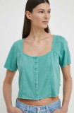 Levi&#039;s bluza subtire de blugi femei, culoarea verde, neted