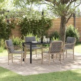vidaXL Set de masă pentru grădină cu pernă 5 pcs Bej Rattan poli
