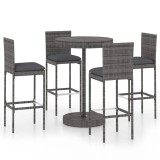 Cumpara ieftin Set mobilier bar de gradina cu perne, 5 piese, gri, poliratan