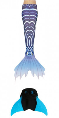 Set 2 piese Costum de baie Sirena THK, include si Inotatoarea pentru fixarea cozii, Albastru aquamarin/Bleumarin, 110 cm foto