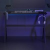 Birou Gaming vidaXL Negru 110x60x75 cm, LED RGB, Suport Casti/Pahare/Controller, Ergonomic, Picioare Y