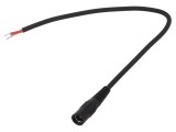 Cablu 1x1mm2 DC 5,5/2,1 Soclu Negru 0,25m, WEST POL