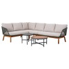 Set Mobilier Gradina Mirpol AURO V1, Coltar Aluminiu, 4 Locuri, Perne Olefin Bej/Gri, 2 Mese Cafea
