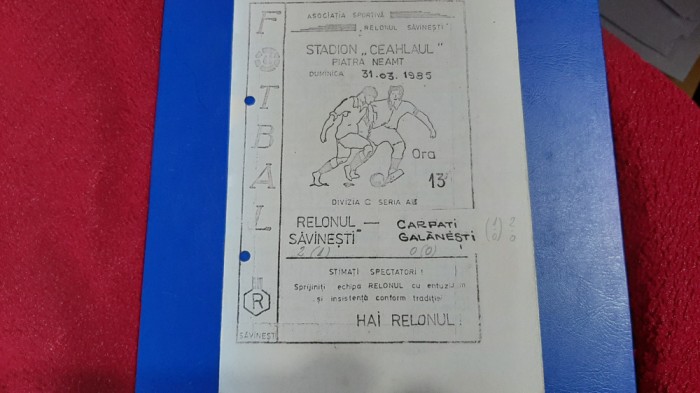 program Relonul Savinesti - Carpati Galanesti