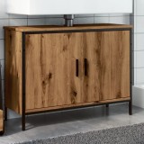vidaXL Dulap Chiuveta Stejar Artizanal 80x30x60cm, Lemn Prelucrat, Maro, Mobilier Baie