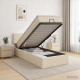 Cumpara ieftin Pat ottoman cu saltea cu headboard Crem 80 x 200 cm Tesatura