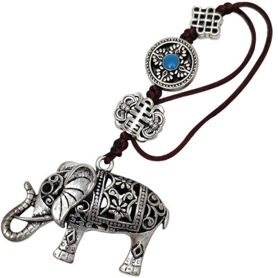 Elefant al bogatiei cu trompa in sus, amuleta norocoasa pentru fericire, metal calitate snur foto