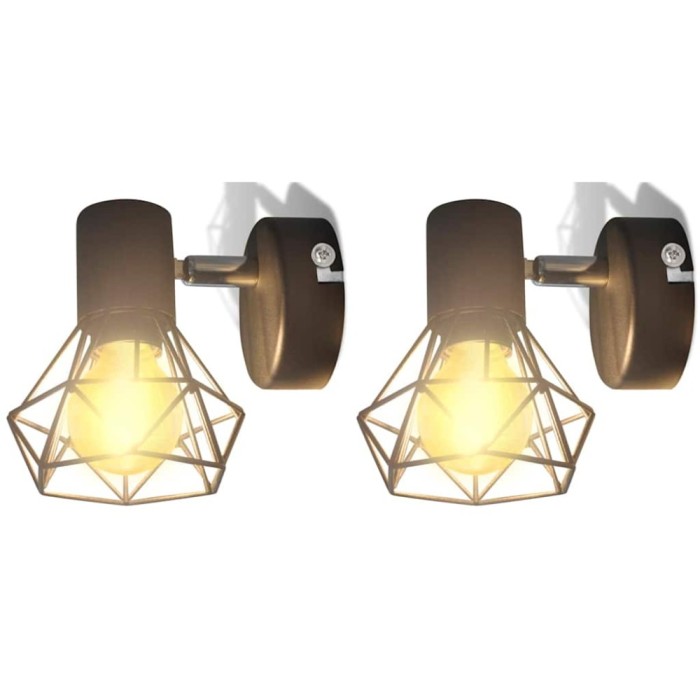 Aplice perete cadru sarma, stil industrial, negru, bec cu filament LED
