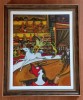 CIRCUL - DRESURA DE CAI, tablou pictat manual, 40/50 cm, inramat, Scene gen, Acrilic, Abstract, ART