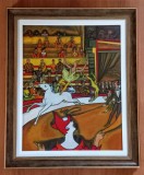 Tablou CIRCUL - DRESURA DE CAI, pictat manual, 40/50 cm, inramat, Scene gen, Acrilic, Abstract, ART