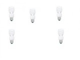 SET 5 becuri fluorescent Panasonic, soclu E27, putere 14W, forma spirala, lumina alb calda, alimentare 220 - 240 V, &quot;EFD14E27HD3E-5&quot; (timbru verde 2.2