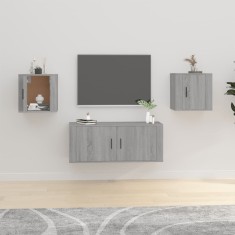 vidaXL Dulapuri TV montate pe perete 2 buc. gri sonoma 40x34,5x40 cm 816653
