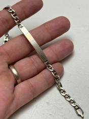 BRATARA ARGINT 925 + Placuta aur 750 - Barbati - 20cm - Vintage !