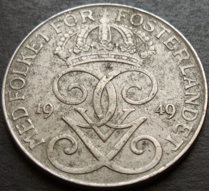 Moneda istorica 5 ORE - SUEDIA, anul 1949 * cod 3036