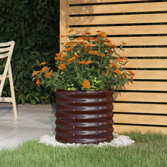 Jardiniera gradina maro 40x40x36 cm otel vopsit electrostatic GartenMobel Dekor