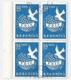 |Romania, LP 455/1958, Al IV-lea Congres al Federatiei Democrate Internationale a Femeilor, Viena, bloc 4, oblit.