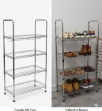 Pantofar cu 4 rafturi de depozitare, din metal, polite cu unghi