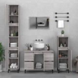 Gossi set mobilier de baie, 3 piese, gri sonoma, lemn prelucrat