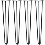 HOMCOM Picioare pentru Mese Set 4 Bucati din Otel cu Suprafata Pre-gaurita si 20 Suruburi Incluse, 12x12x71 cm, Negru | Aosom Romania