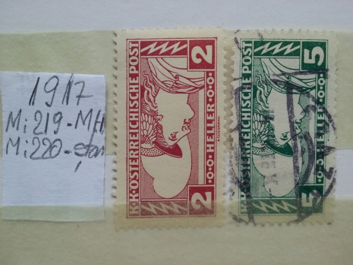 1917- Austria-Mi 219-220-MH+stamp.