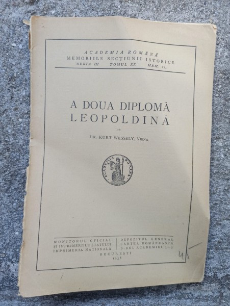 Dr. Kurt Wessely - A Doua Diploma Leopoldina (Academia Romana - Memoriile Sectiunii Istorice)