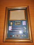 Rama fotografie combinata in rama mare cutie de umbra tablou cu miniaturi crosa minge trofeur concurs de Golf, Lemn, Dreptunghiular