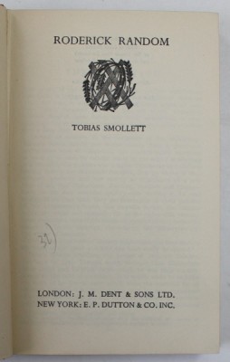 RODERICK RANDOM by TOBIAS SMOLLETT , 1937 foto