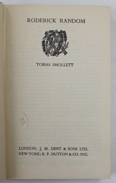 RODERICK RANDOM by TOBIAS SMOLLETT , 1937
