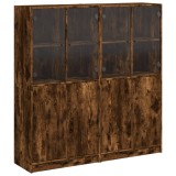 Cumpara ieftin Biblioteca cu usi stejar fumuriu 136x37x142 cm lemn compozit