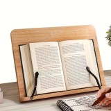 Suport din bambus pentru carte, 8 trepte inclinare, catarame metalice, 28 x 20 cm, natur