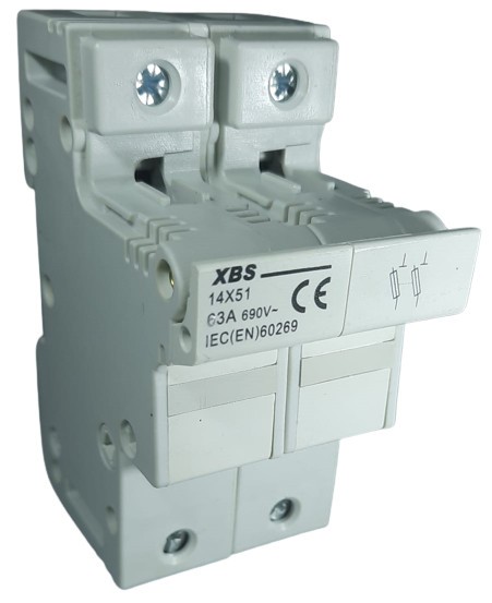 Soclu separator 2P pentru sigurante fuzibile 14x51 cu montaj pe sina DIN