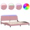 Cadru de pat cu LED fara saltea, roz, 200x200 cm, catifea