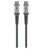 Cablu USB type C - USB type C 2m max. 20V 3A 60W gri/argintiu textil, Goobay