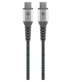Cablu USB type C - USB type C 2m max. 20V 3A 60W gri/argintiu textil, Goobay