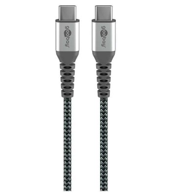 Cablu USB type C - USB type C 2m max. 20V 3A 60W gri/argintiu textil foto