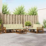 vidaXL Set de canapele de exterior cu pernă 6 pcs Natural și Crem 3369189