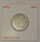 Belgium Belgia 1912, 1 Franc, argint, KM#72, Europa