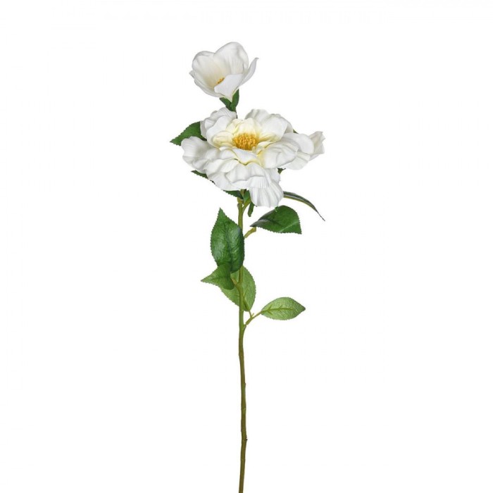 Floare Artificială, Camelie, Tulpină Lungă, Culoare Albă, &Icirc;nălțime 66 cm