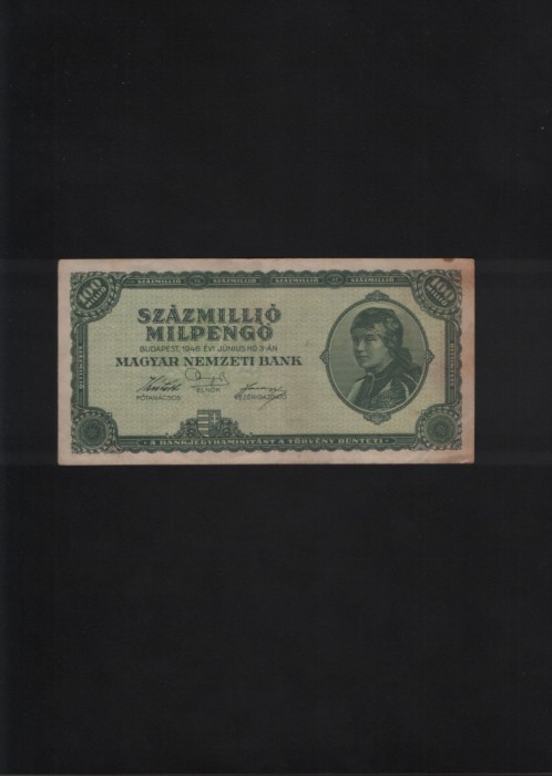 Rar! Ungaria 100000000 100 000 000 o suta milioane milpengo 1946